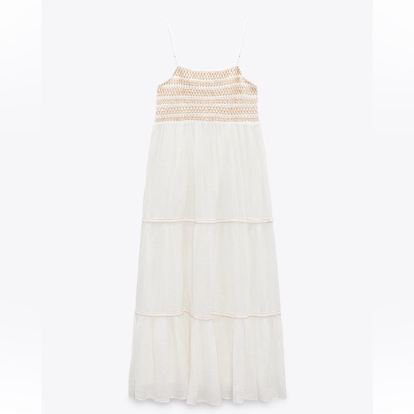 Zara Combination Tiered Midi Dress - Picture 2 of 4